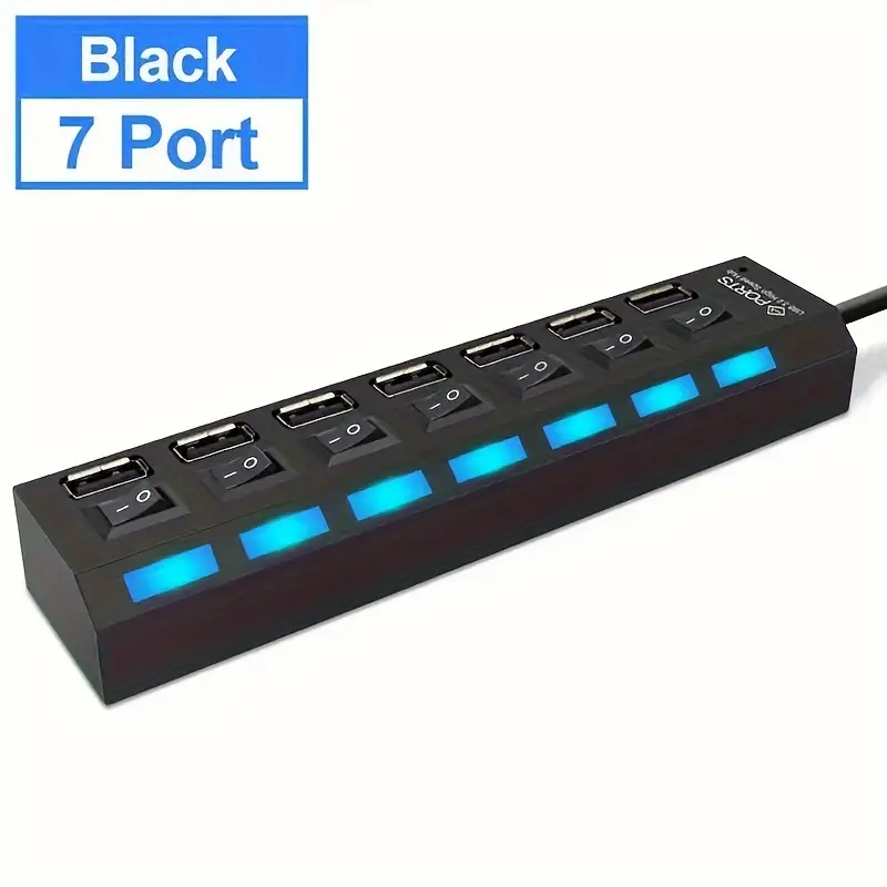USB 7 ports  Connector For Computer Mouse Keyboard Memory Card Independent Switch Universal Hub