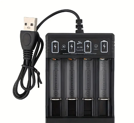 4 Slots USB Rechargeable Battery Charger for AA & AAA, Ni-MH & Ni-CD Batteries