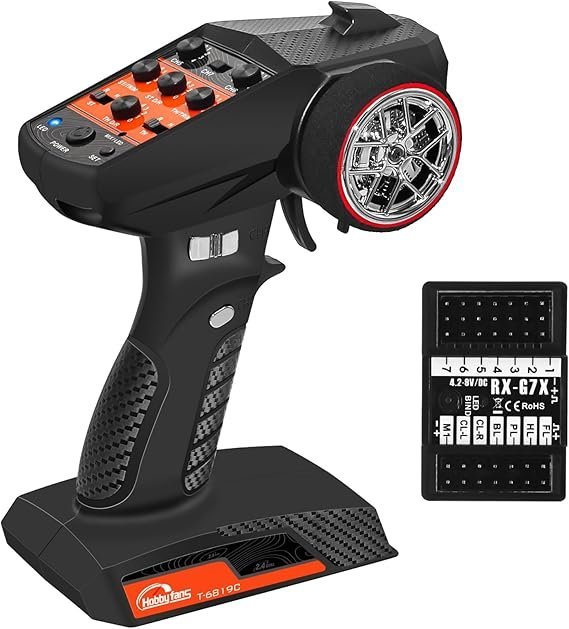Hobby Fans RC Radio System 7CH 2.4G RC Transmitter with Receiver Anti-Jamming Remote Controller for RC Car Crawler Boat,