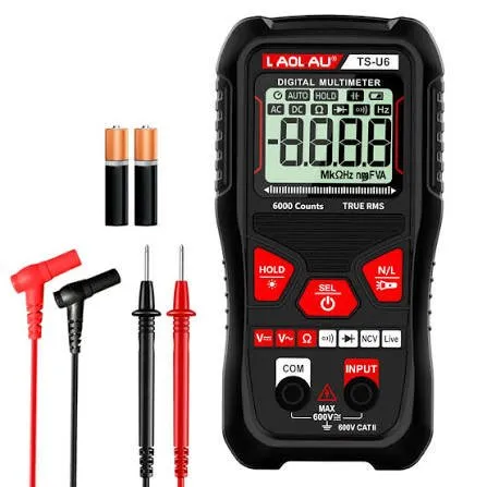 L.AOL.AU TS-U6/TS-U7 6000 Counts True RMS Digital Multimeter - High Precision AC/DC Voltage Resistance Tester