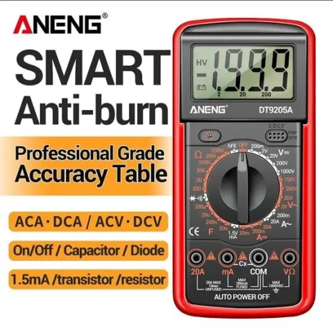 ANENG DT9205A-12 Professional Multimeter Precision Instrument 1.5mAh/ Transistor/ Resistor AC/ DC Voltage