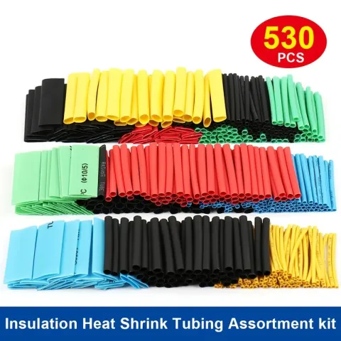 Heat Resistant 530pcs -Tube Heat Shrink Packaging Kit Heat Shrink Tube Assorted Electrical Wire Cable Insulation With 12 Sizes