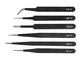 ESD Anti-Static Stainless Steel Tweezers - 6pcs