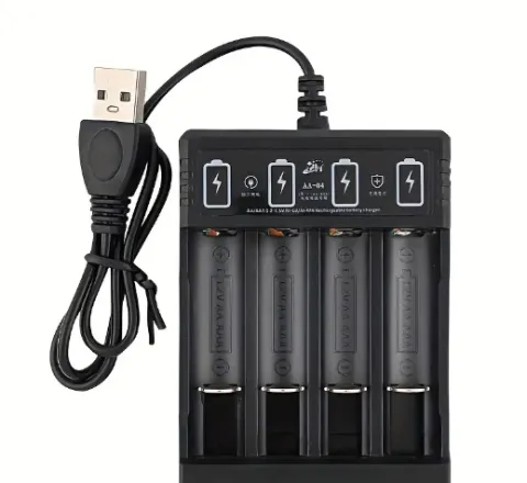 4 Slots USB Rechargeable Battery Charger for AA & AAA, Ni-MH & Ni-CD Batteries